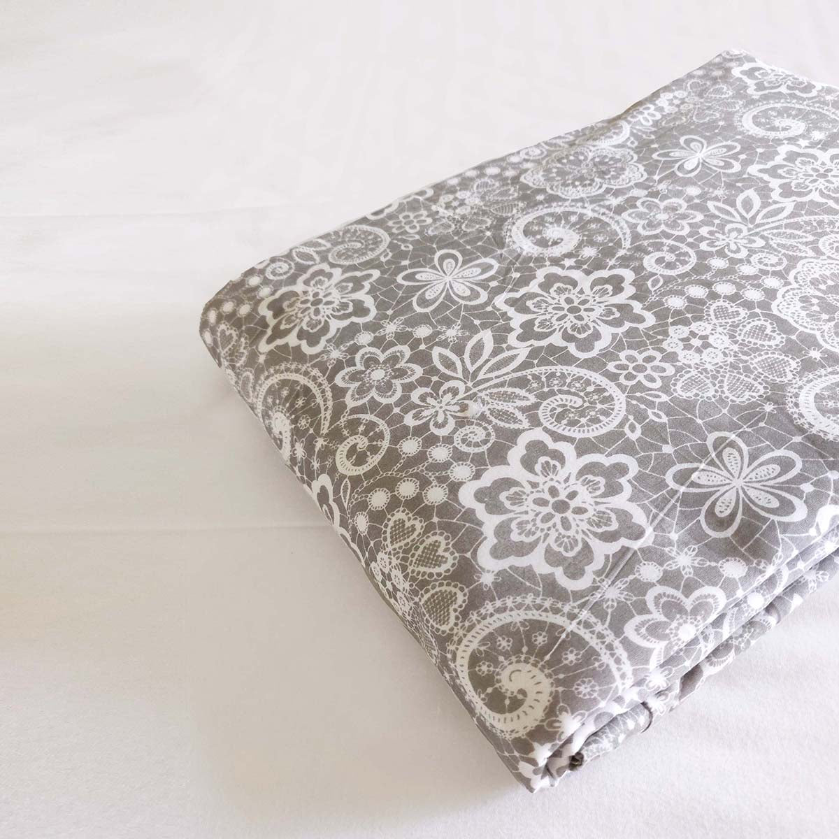 LACE print - Grey colour soft Cotton blanket, three layer dohar, sizes available