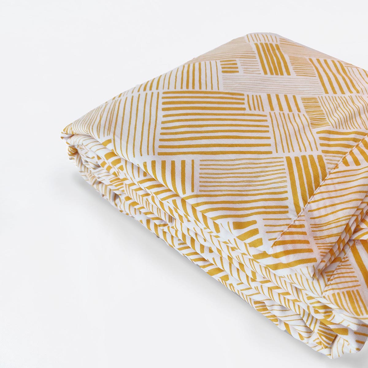 MODERN RETRO - Yellow stripe print soft Cotton three layer dohar, sizes available