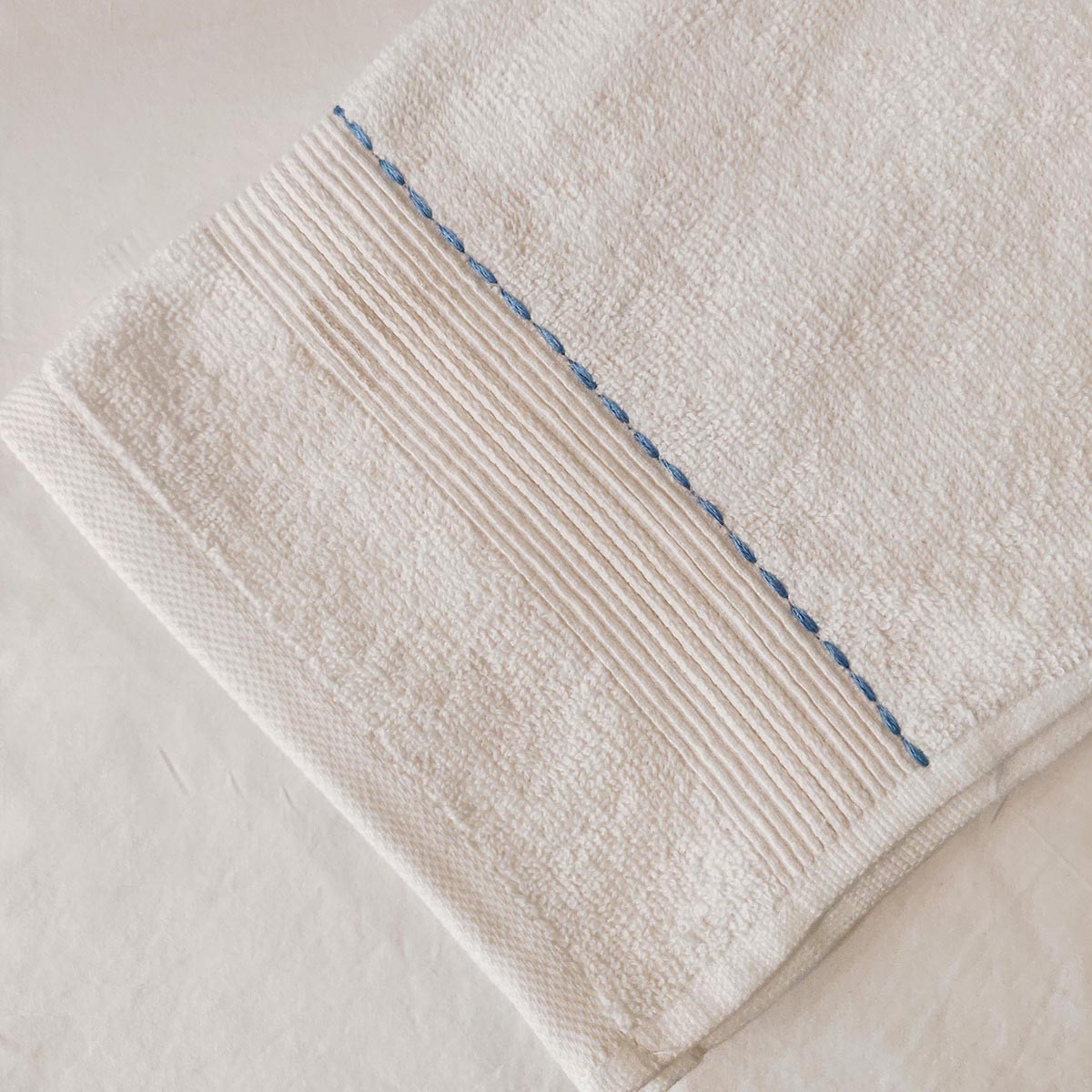 Swirl Embroidery white organic cotton Bath towels, sizes available