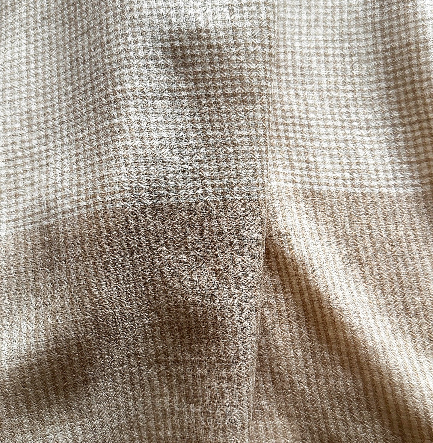CHECK fine wool blend scarf for men, beige and off white colour, reversible, gift for men
