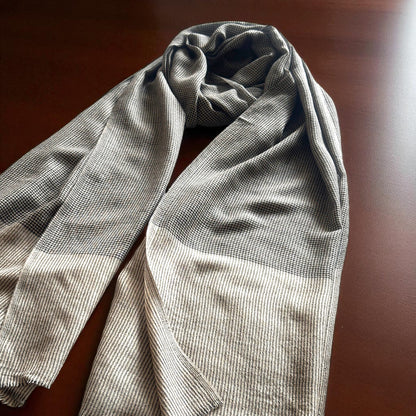 CHECK fine wool blend scarf for men, beige and black colour, reversible, gift for men