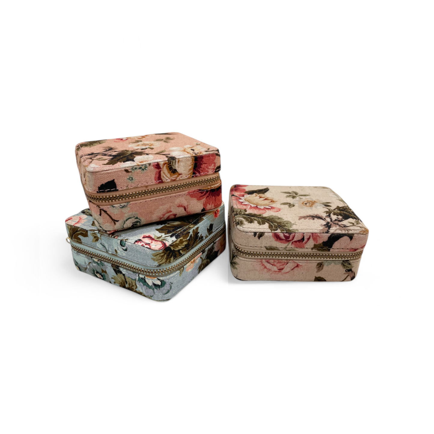 AMOUR DUCK EGG Vintage Rose print, Square box, travel kit bag, cosmetic box, toiletry box