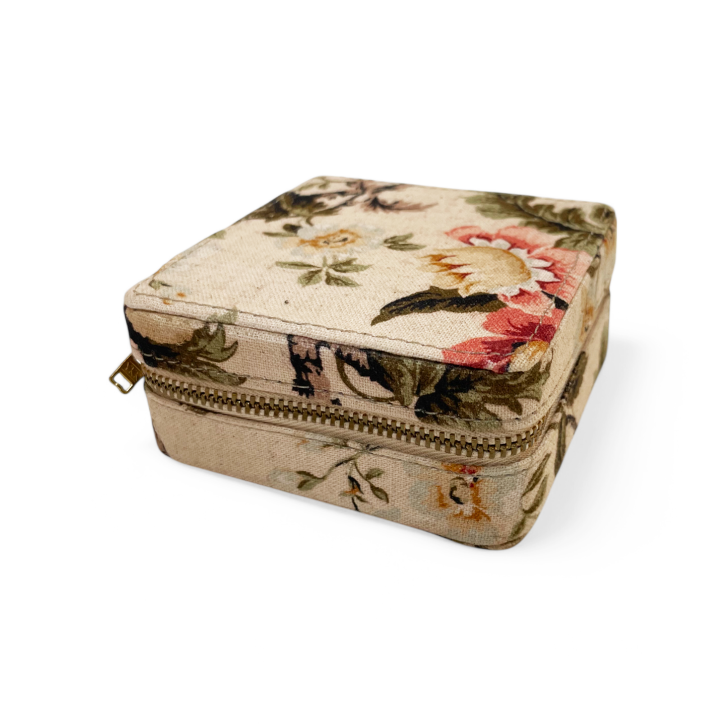 AMOUR BEIGE Vintage Rose print, Square box, travel kit bag, cosmetic box, toiletry box