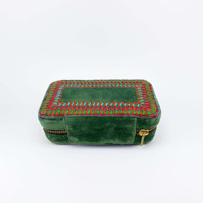 Tropical Green Rectangular Embroidered Jewellery box