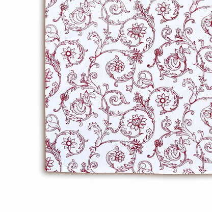 SWIRL RED cotton Table napkin, swirl victorian print on white