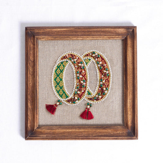 BANGLES royal Indian jewellery wall art, embroidery and applique in hoop OR wooden frame