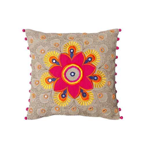 Folk - Kutch embroidery center Cushion Cover