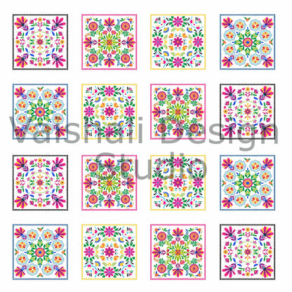 Mexican folk art - Digital Print download, 3 sheets, pendants, magnets, bezel trays