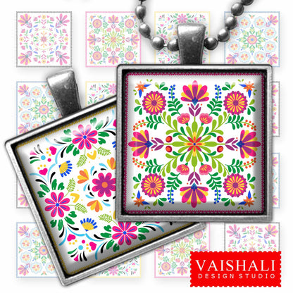 Mexican folk art - Digital Print download, 3 sheets, pendants, magnets, bezel trays