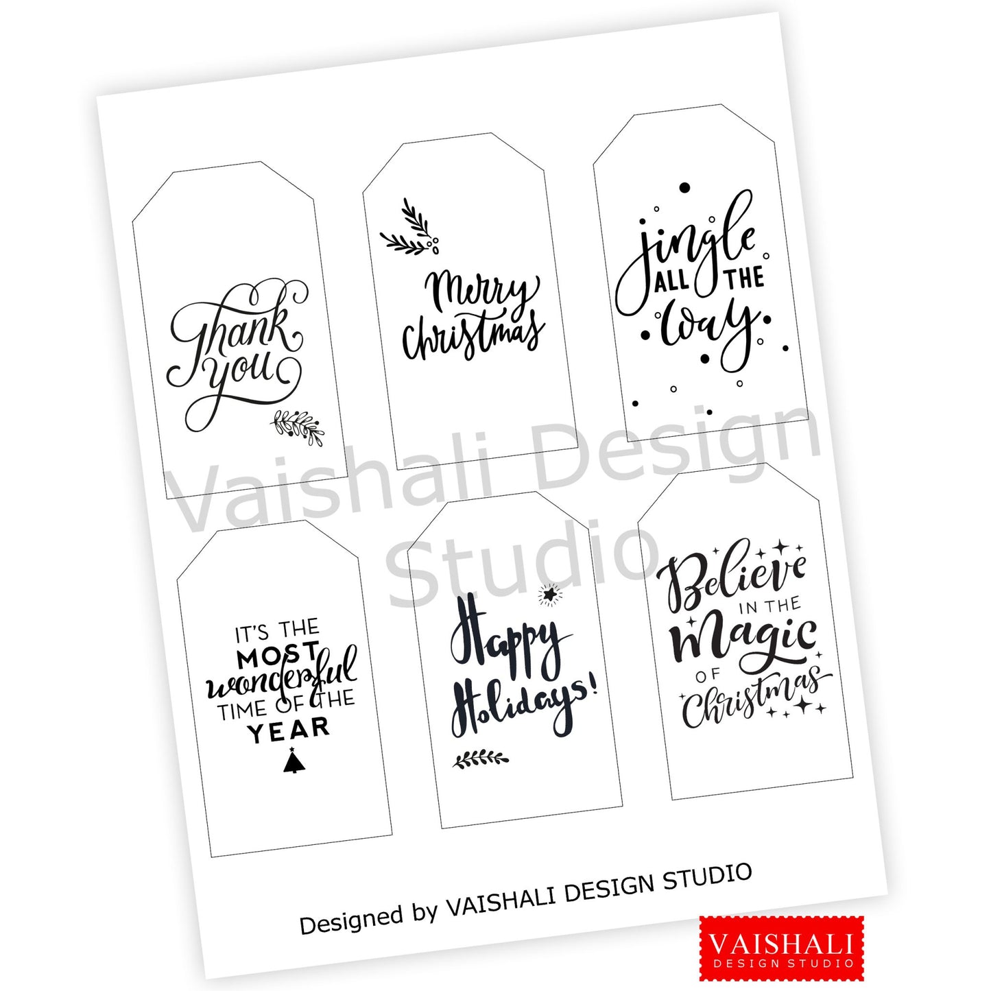 Christmas gift tags, tie dye, shibori Digital Print download,instant download, 2.25 x4 inch size, 2 sheet