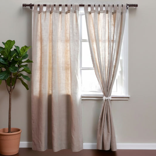 Natural Pure Linen Curtain Panel | 2 Sizes & 4 Hanging Styles | 41 × 63 or 41 × 84 inches