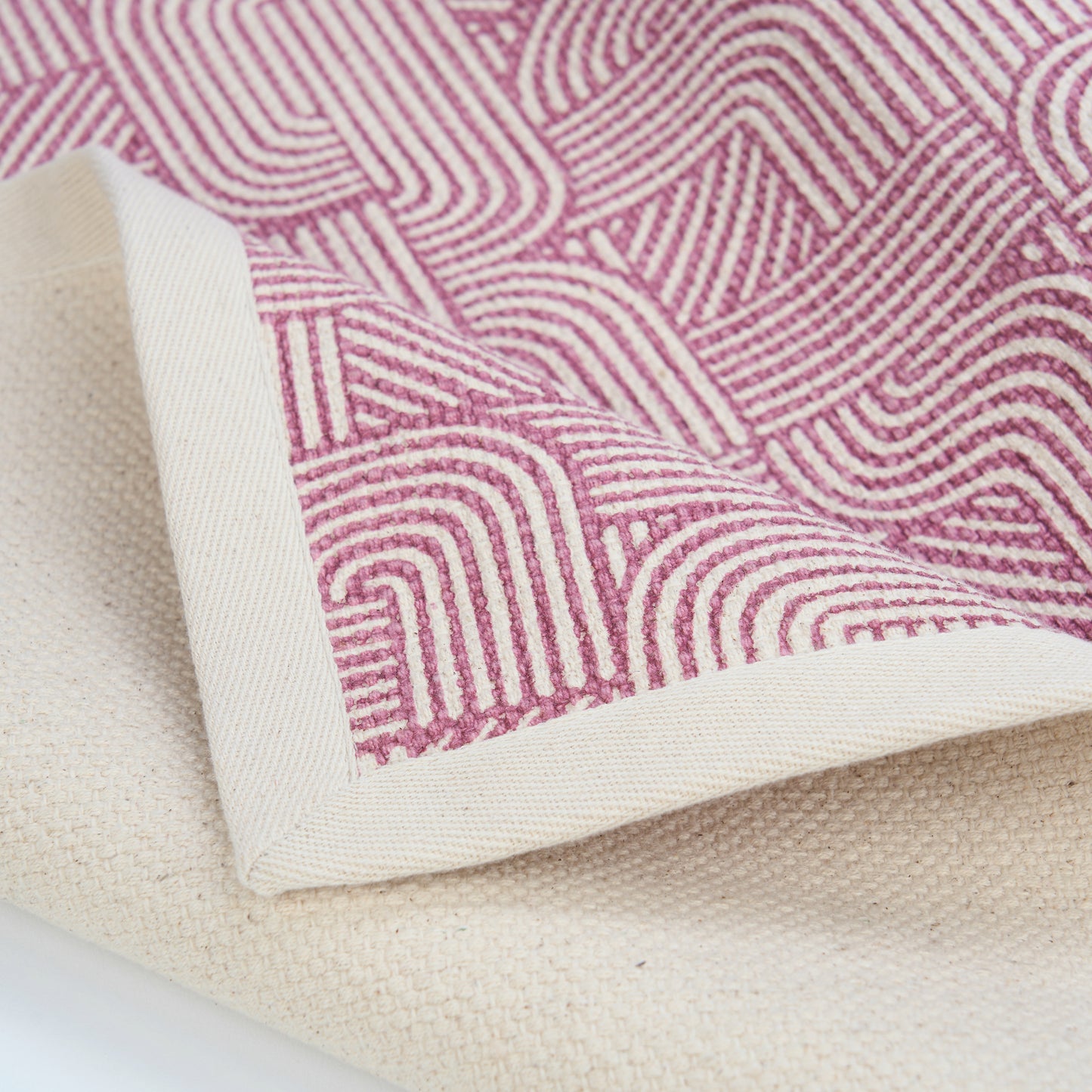 MODERN RETRO - Cotton rug, Blush colour stripes and curve print, sizes available