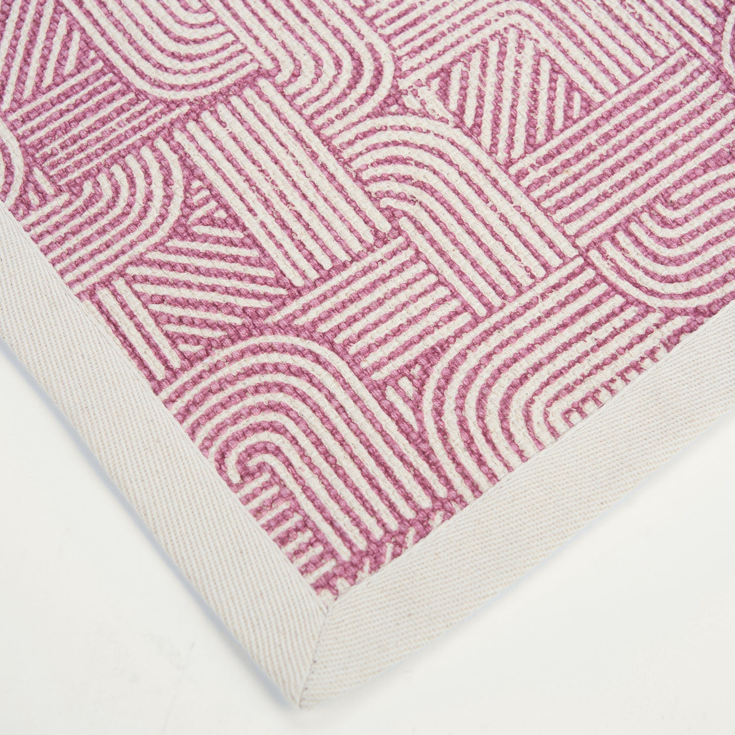 MODERN RETRO - Cotton rug, Blush colour stripes and curve print, sizes available