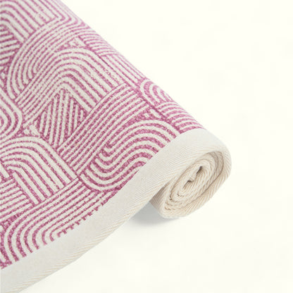 MODERN RETRO - Cotton rug, Blush colour stripes and curve print, sizes available