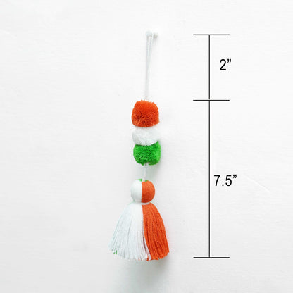Tricolour tassel, handmade, boho charm, size 7.5 inches