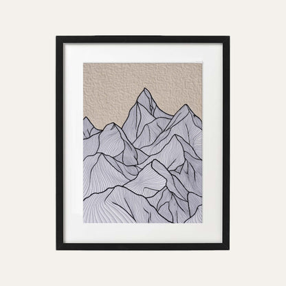 Quilted Textile WALL ART, Mountain pattern, black and white, 20X26 inches