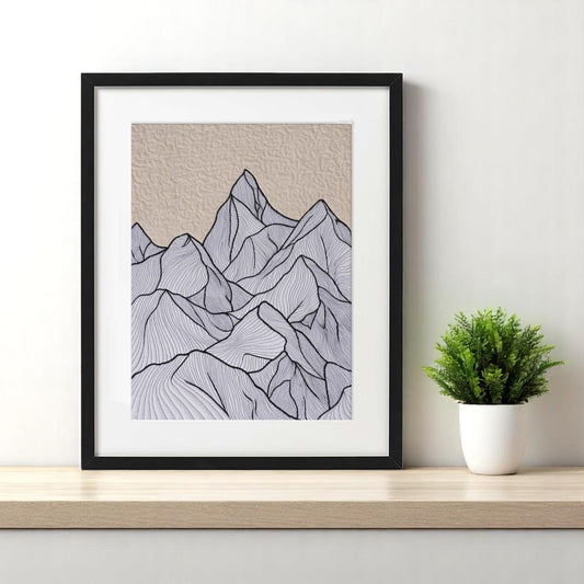 Quilted Textile WALL ART, Mountain pattern, black and white, 20X26 inches