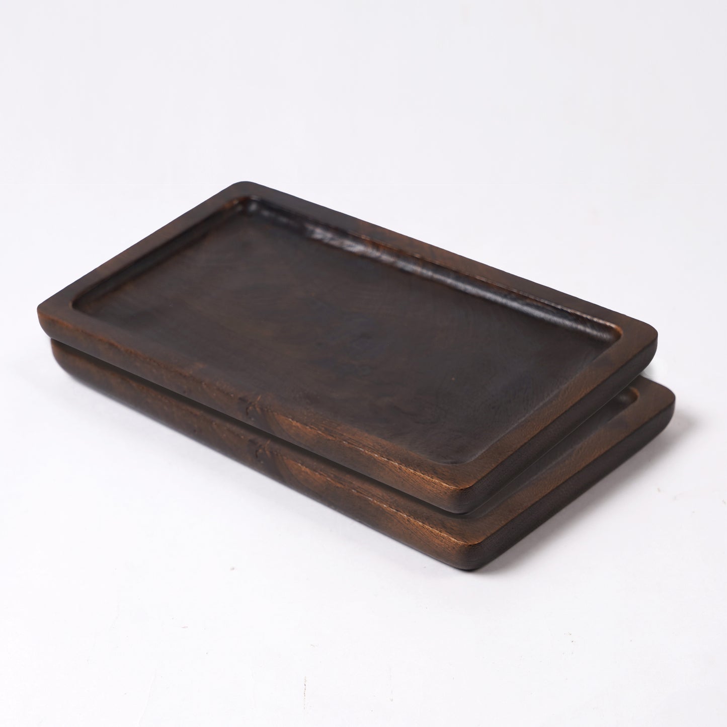 Wooden tray, dark brown, round edged rustic serving tray, farmhouse decor, 6X10 inches