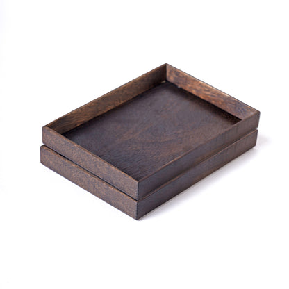 Small rustic mango wood tray, size 5X7 inches, Dark Brown