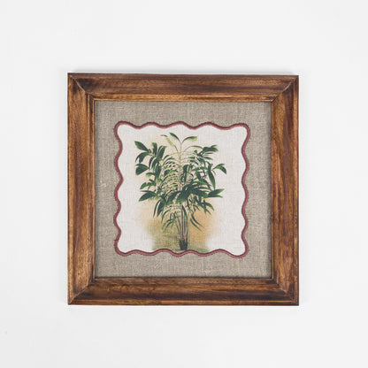 Palm 1 Botanical Wall Art – Framed Gift | Embroidered Linen, 12×12 inches
