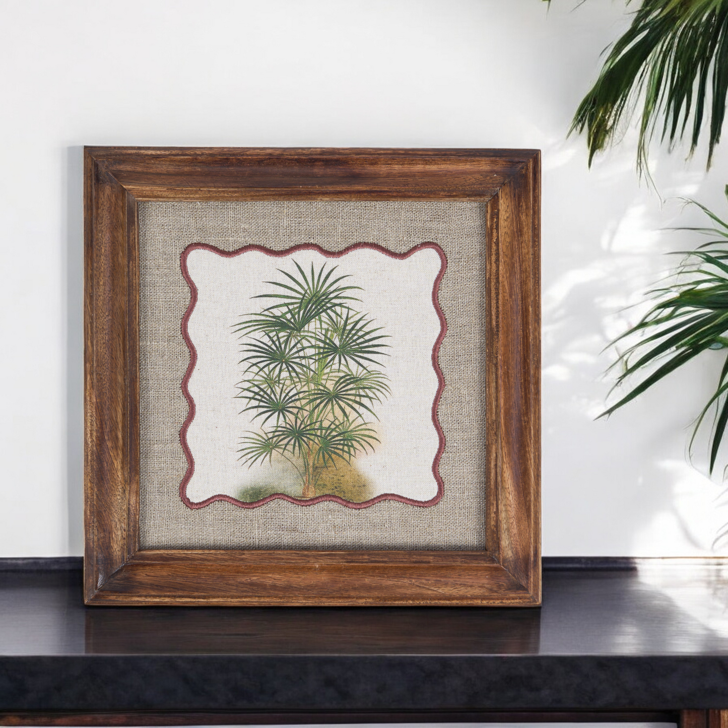 BOTANICAL - PALM 6 wall art with wooden frame, 12X12 inches