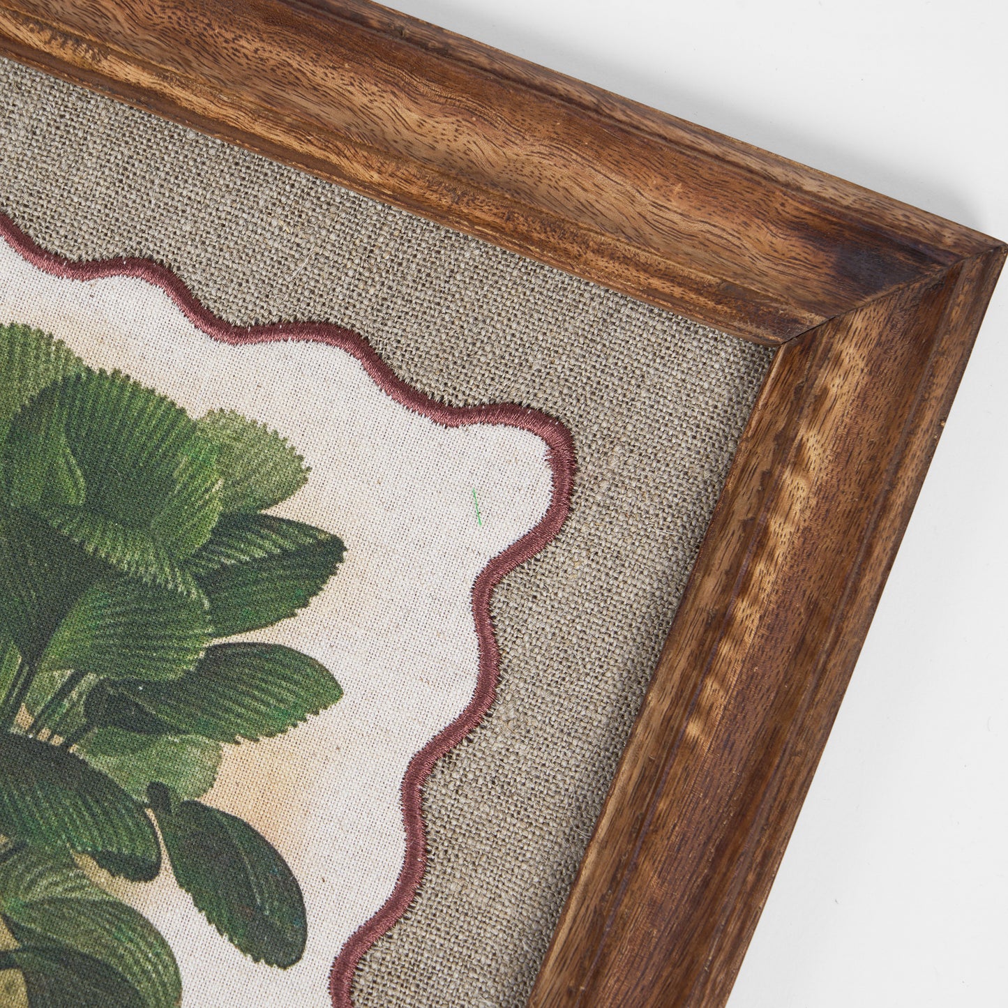 Palm 3 Botanical Wall Art – Framed Gift | Embroidered Linen, 12×12 inches
