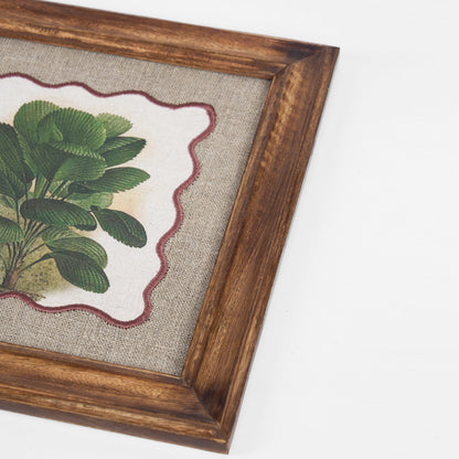 Palm 3 Botanical Wall Art – Framed Gift | Embroidered Linen, 12×12 inches