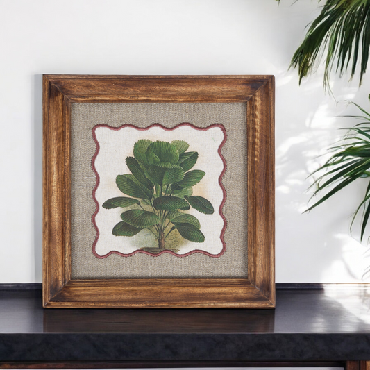 BOTANICAL - PALM wall art with wooden frame, 12X12 inches