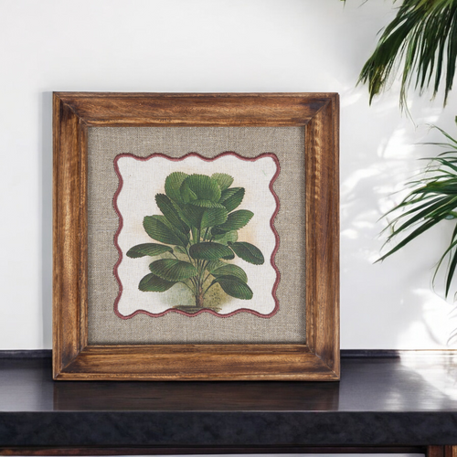 BOTANICAL - PALM 3 wall art with wooden frame, 12X12 inches