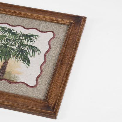 Palm 4 Botanical Wall Art – Framed Gift | Embroidered Linen, 12×12 inches