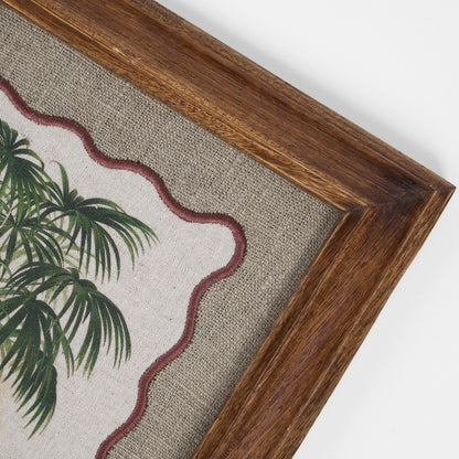 Palm 4 Botanical Wall Art – Framed Gift | Embroidered Linen, 12×12 inches