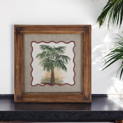 BOTANICAL - PALM 1 wall art with wooden frame, 12X12 inches