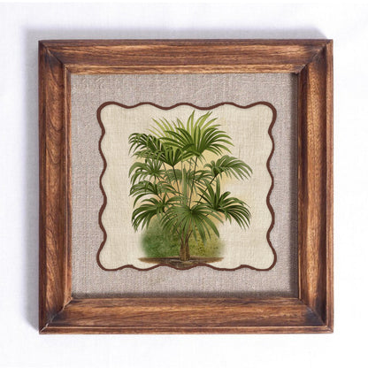 Palm 5 Botanical Wall Art – Framed Gift | Embroidered Linen, 12×12 inches