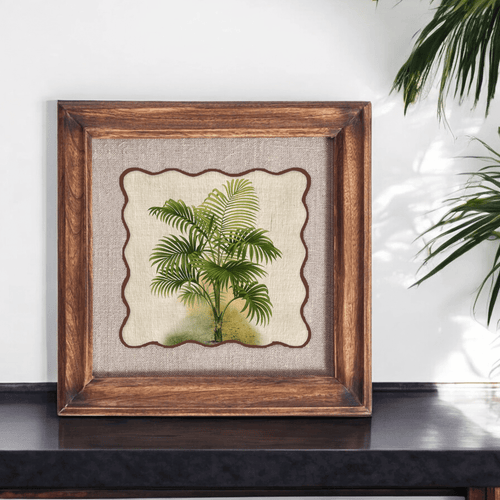 BOTANICAL - PALM 5 wall art with wooden frame, 12X12 inches