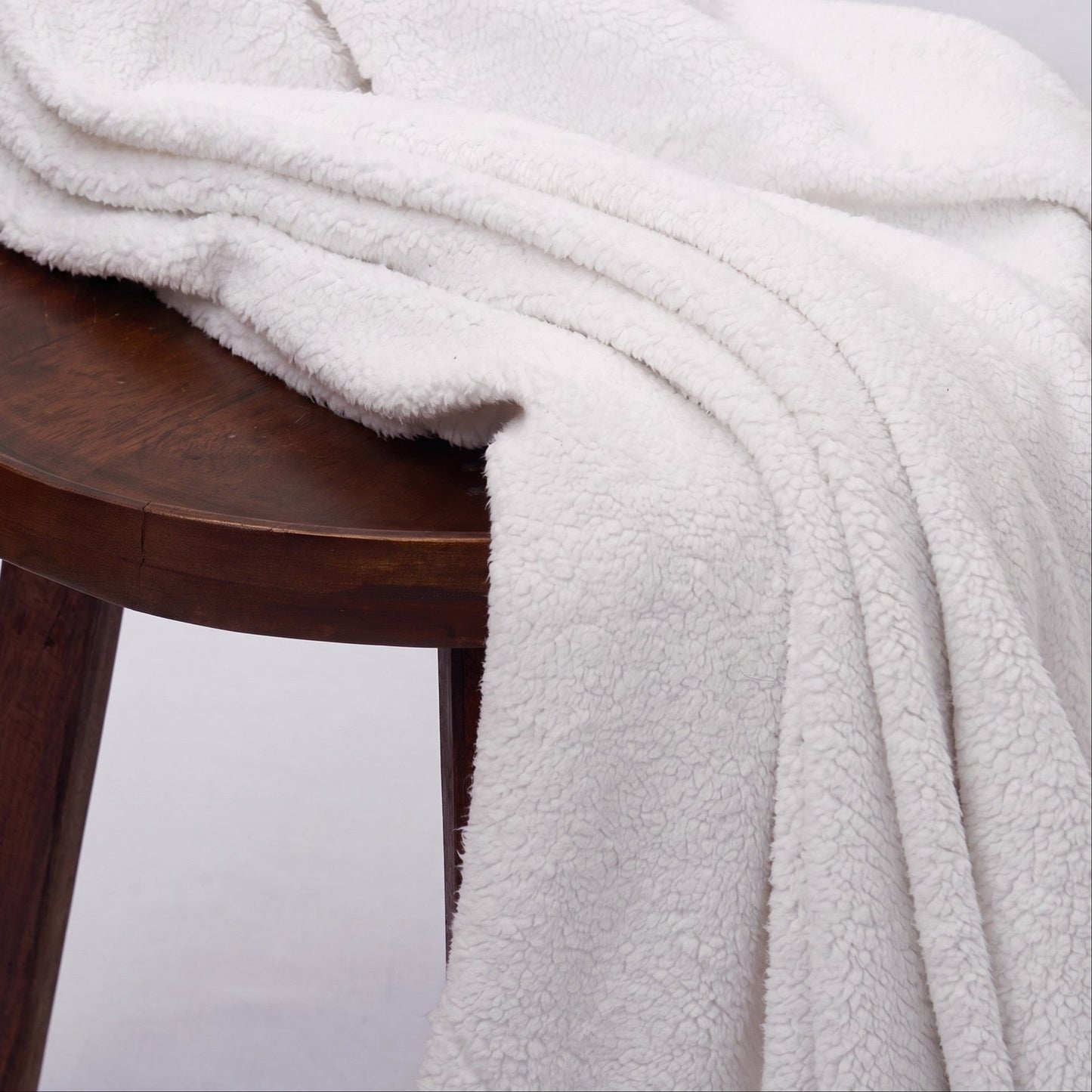 Snow White Parka Faux Fur Throw Blanket | 50 × 60 inches | Faux Suede Back
