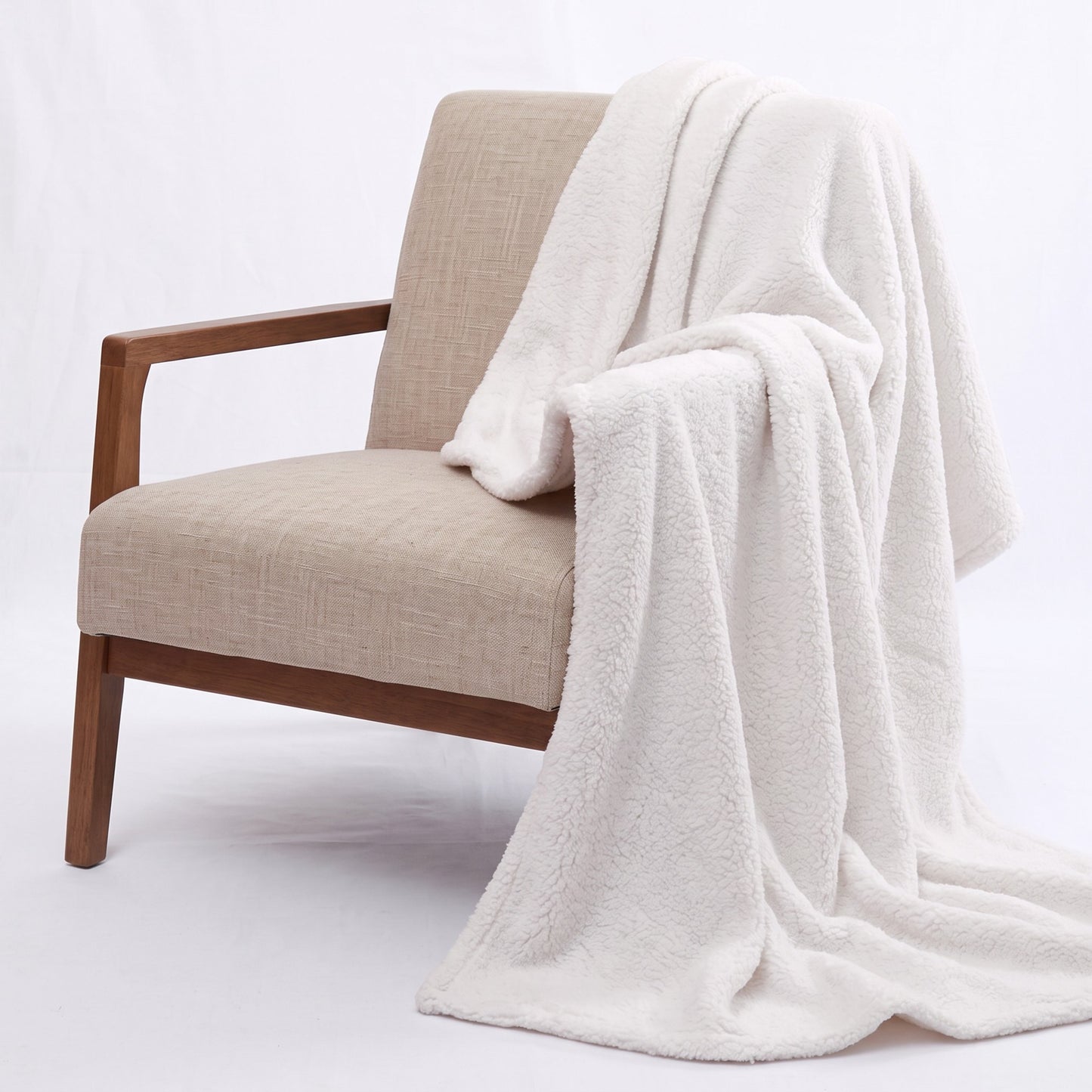 Snow White Parka Faux Fur Throw Blanket | 50 × 60 inches | Faux Suede Back