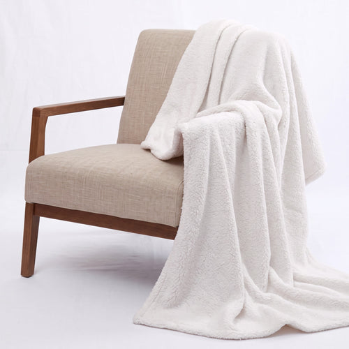 Snow White Parka Faux Fur Throw Blanket | 50 × 60 inches | Faux Suede Back