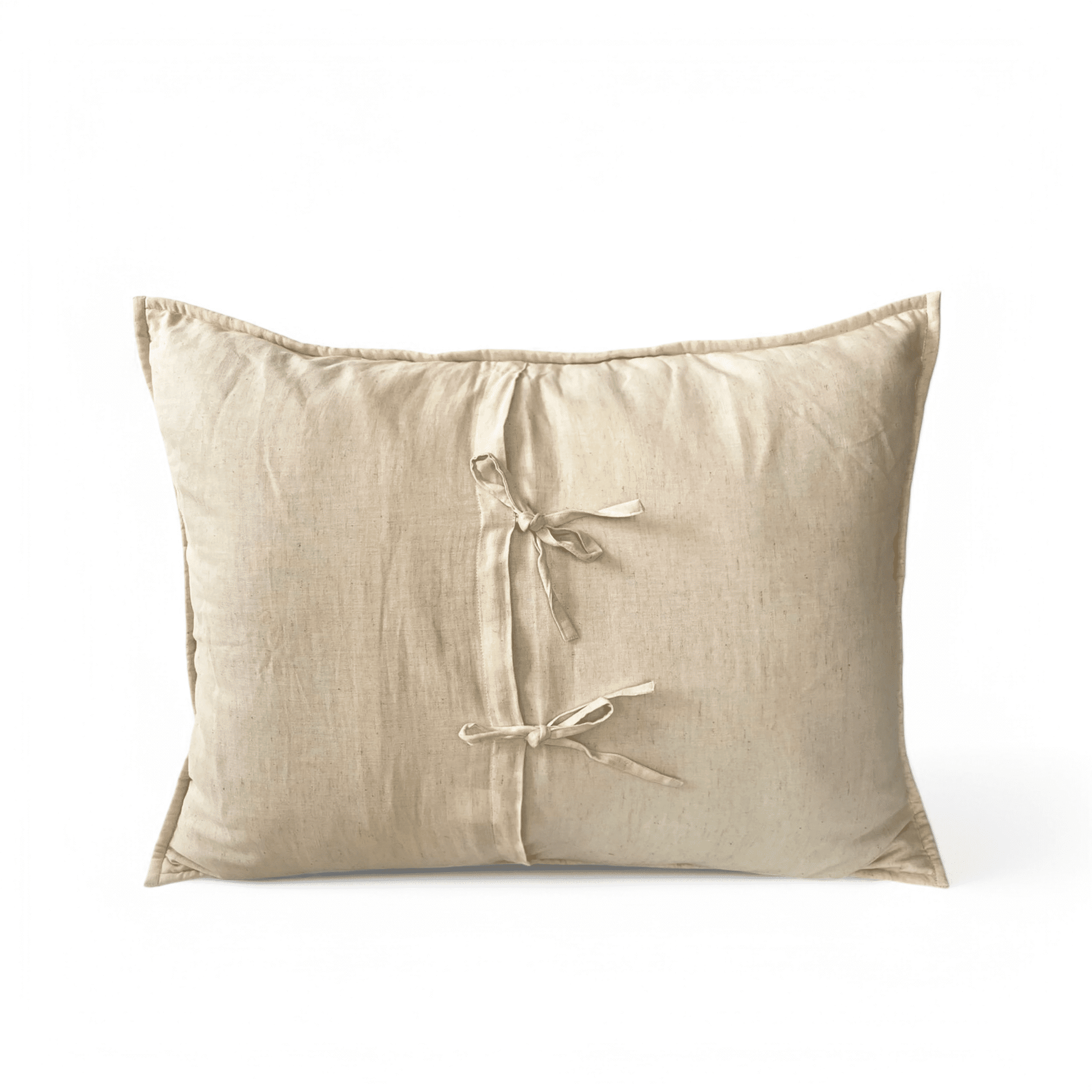 PILLOW SHAM - Beige cotton linen fabric with CIRCLE pattern quilting, Sizes available