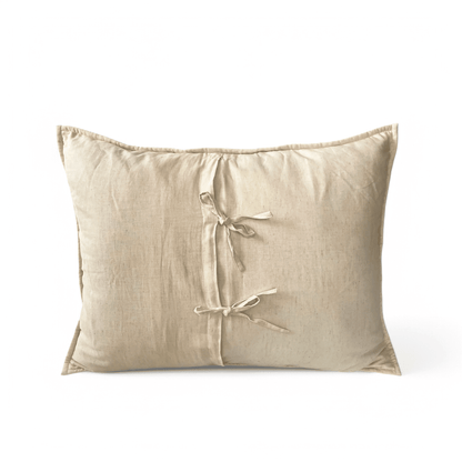 PILLOW SHAM - Beige cotton linen fabric with CIRCLE pattern quilting, Sizes available