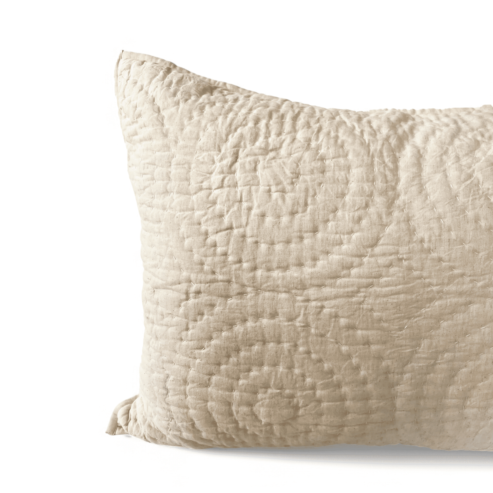 PILLOW SHAM - Beige cotton linen fabric with CIRCLE pattern quilting, Sizes available