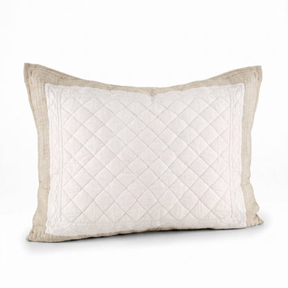 Shwet Natural & White Hand-Quilted Cotton Bed Set | Diamond Pattern | Quilt & Pillow Cases | Twin, Queen & King - Vliving