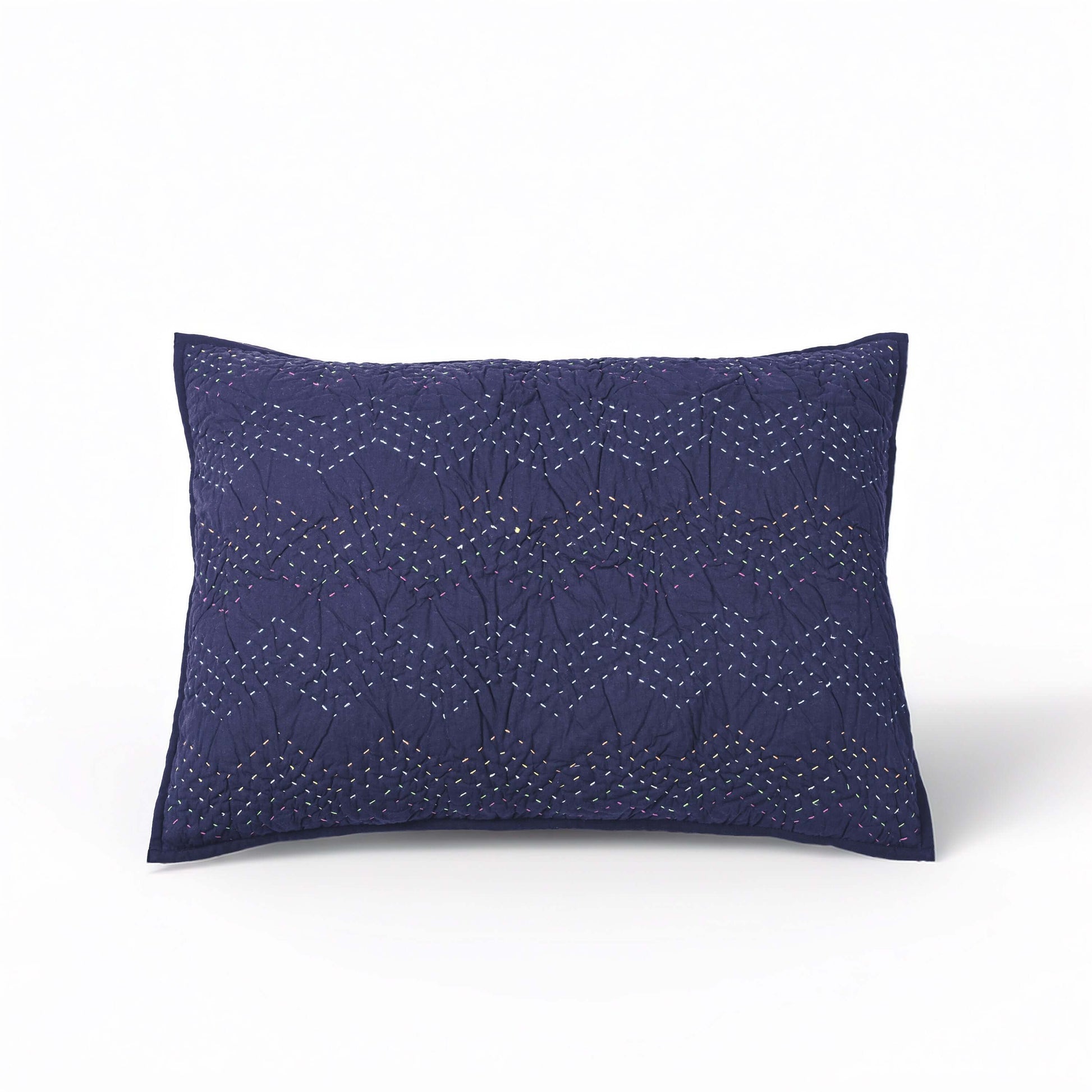 INDIGO Kantha quilted bed set - chevron pattern quilting, sizes available