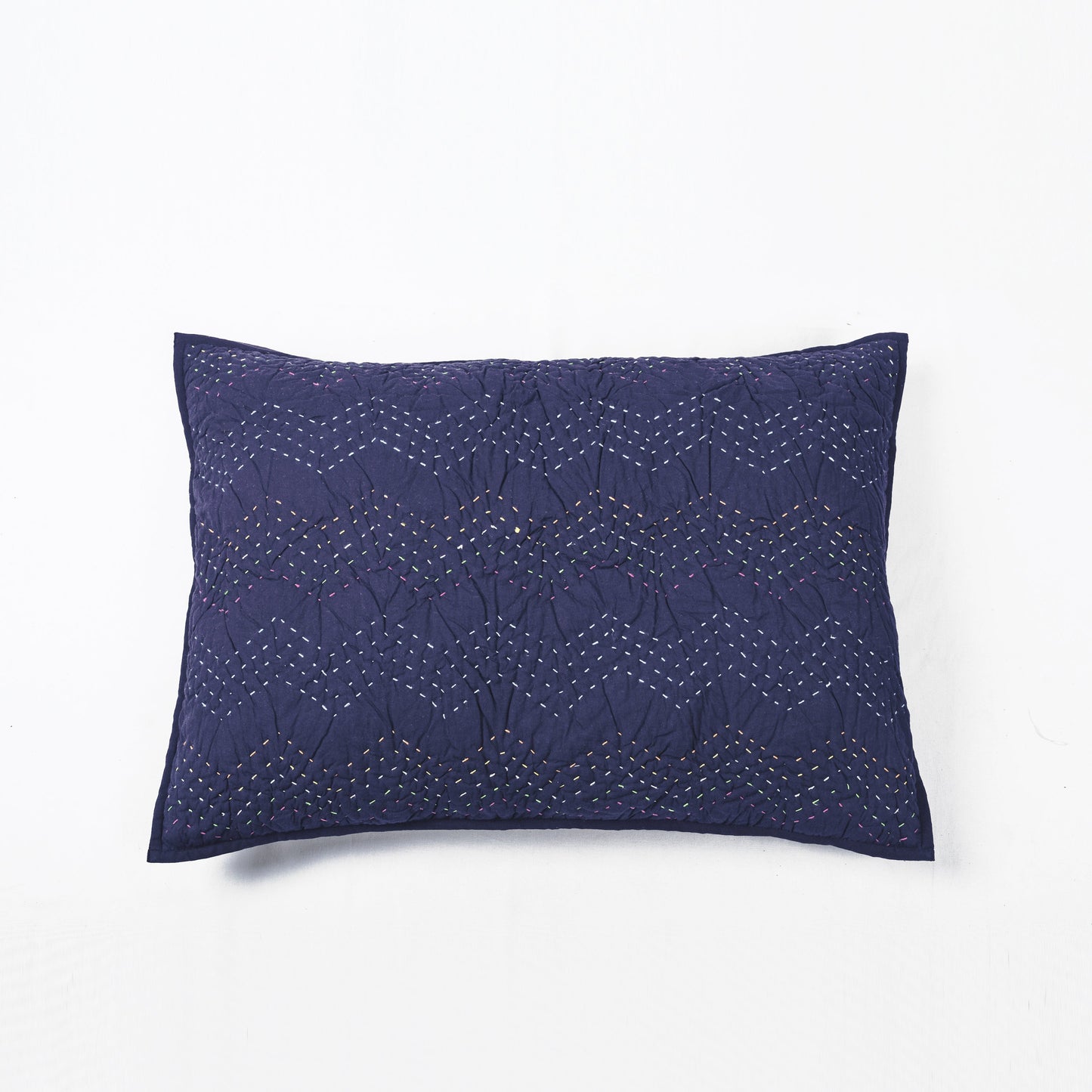 INDIGO Kantha quilt - chevron pattern quilting - Quilted Pillow case, sizes available