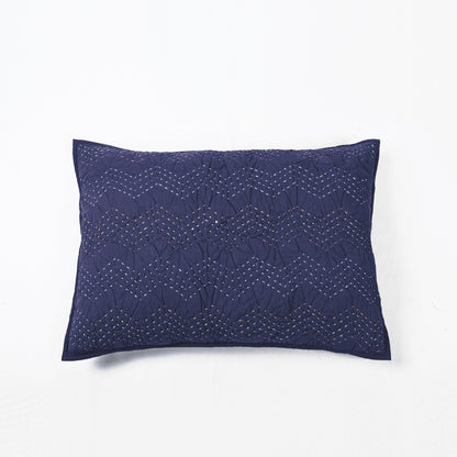 INDIGO Kantha quilt - chevron pattern quilting - Quilted Pillow case, sizes available