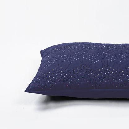 INDIGO Kantha quilt - chevron pattern quilting - Quilt set / Quilt / Pillow case available