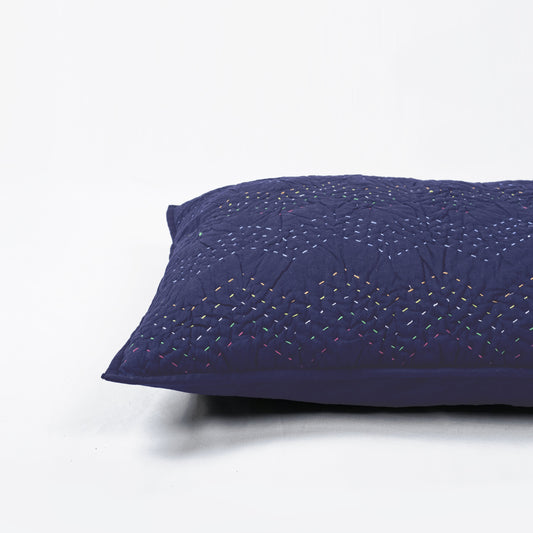 INDIGO Kantha quilt - chevron pattern quilting - Quilted Pillow case, sizes available
