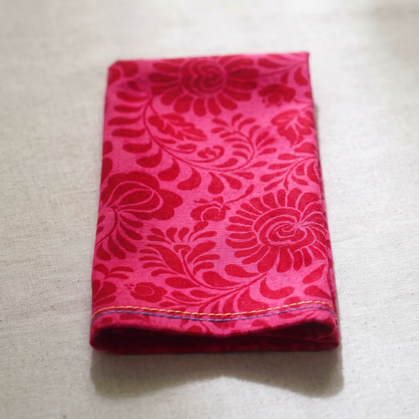 Matyo Hot Pink Floral Print Cotton Table Napkin | Set of 4 or 6 | 18 × 18 inches