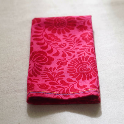 Matyo Hot Pink Floral Print Cotton Table Napkin | Set of 4 or 6 | 18 × 18 inches