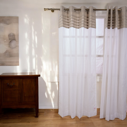 LINEN & ORGANDY curtain - Linen pletes with organdy panel, sizes available