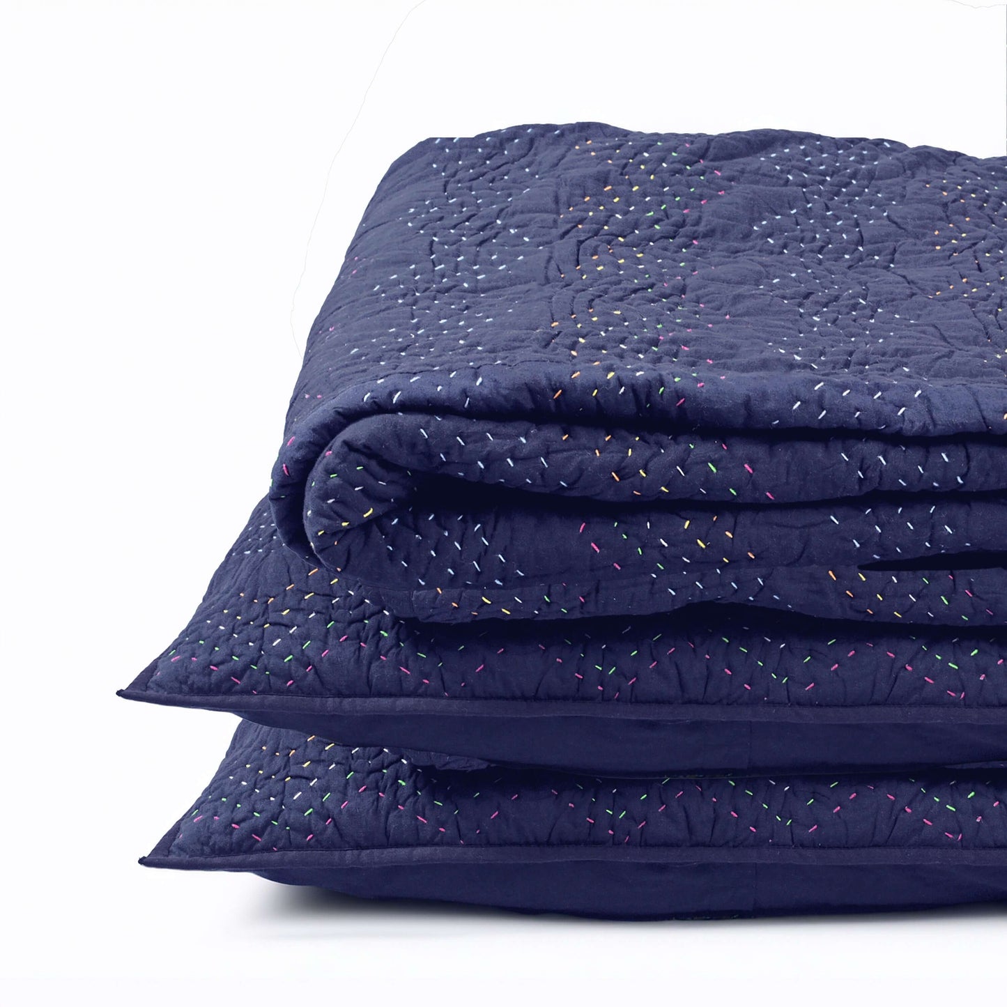 INDIGO Kantha quilted bed set - chevron pattern quilting, sizes available